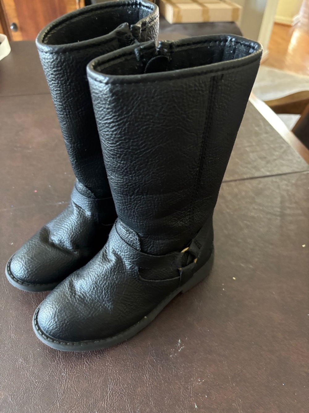 Carter's Black Kids Mid-Calf Riding Boots with Buckle Accent - Picture 4 of 6